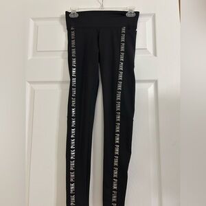 PINK Victoria's Secret Black Leggings with Side Stripe